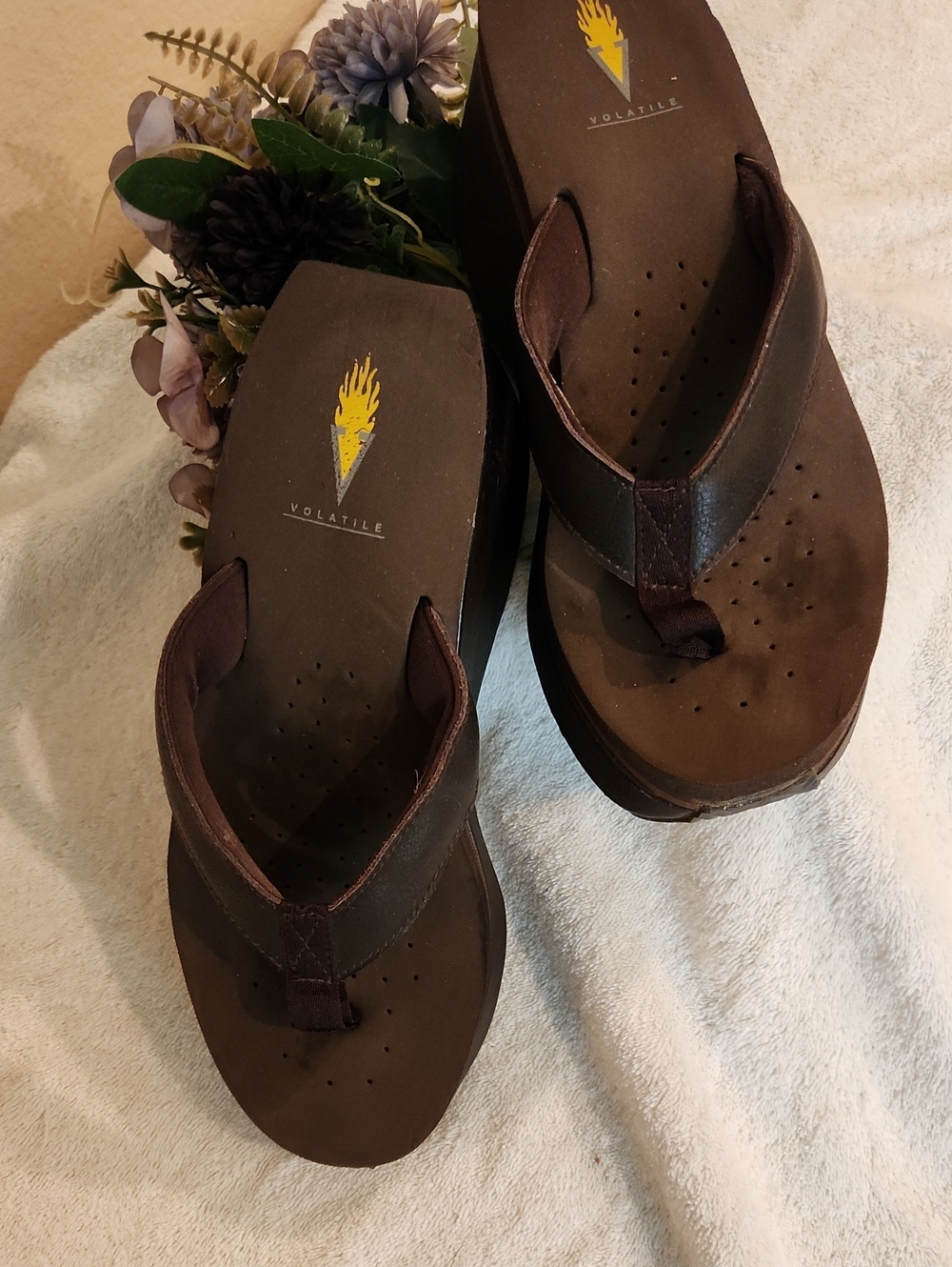 Volatile Brown Platform Flip Flop Sandals